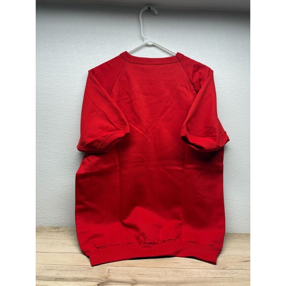 Vtg Alore Womens Short Sleeve Red Sweatshurt Fleece Inside Size: L - Picture 2 of 7